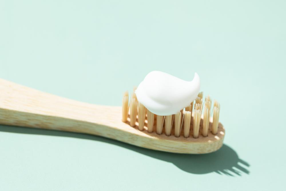 Toothpaste on wooden toothbrush, centerville oh