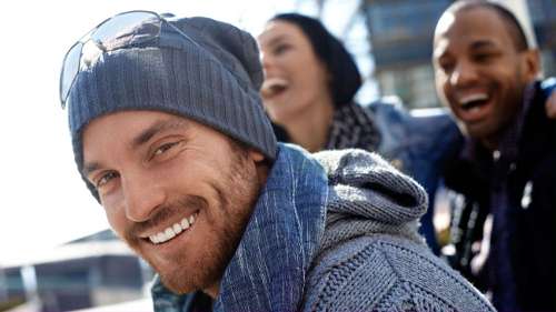 Man with beanie smiling, centerville ohio