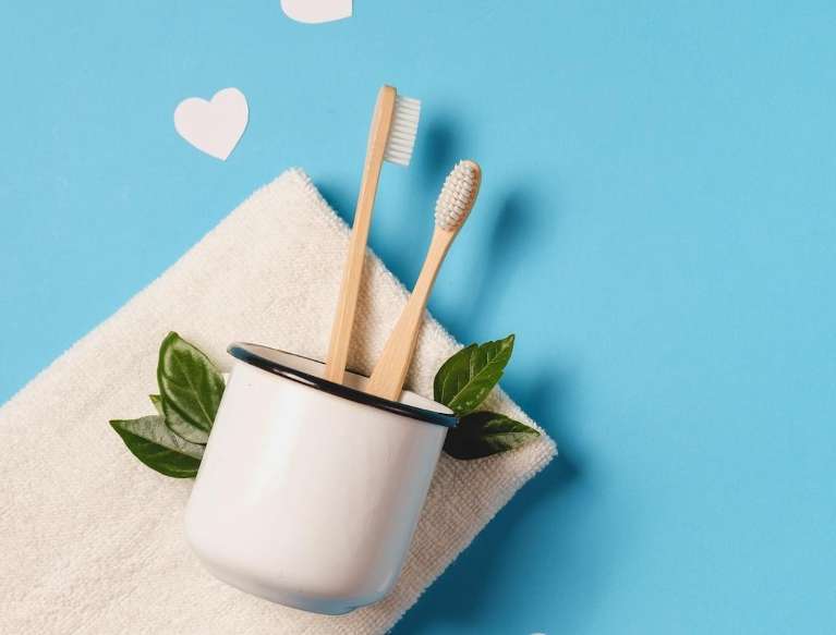 Wooden toothbrushes in a cup, centerville oh